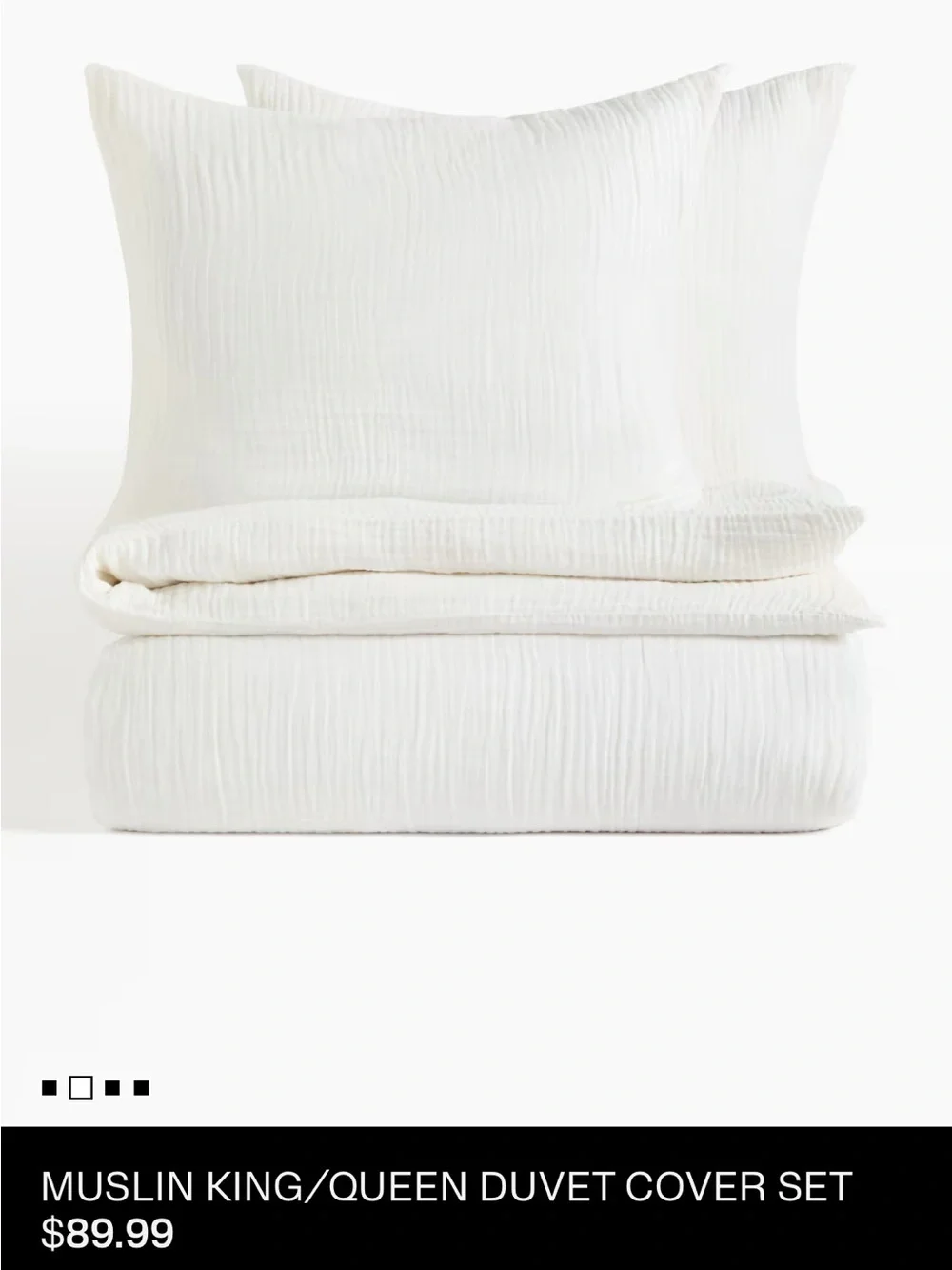 H&M home Muslin Queen Duvet Cover Set - White